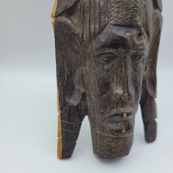 African Wood Carving Totem Handmade Faces Hanging Tribal Ethnic - Picture 4 of 12